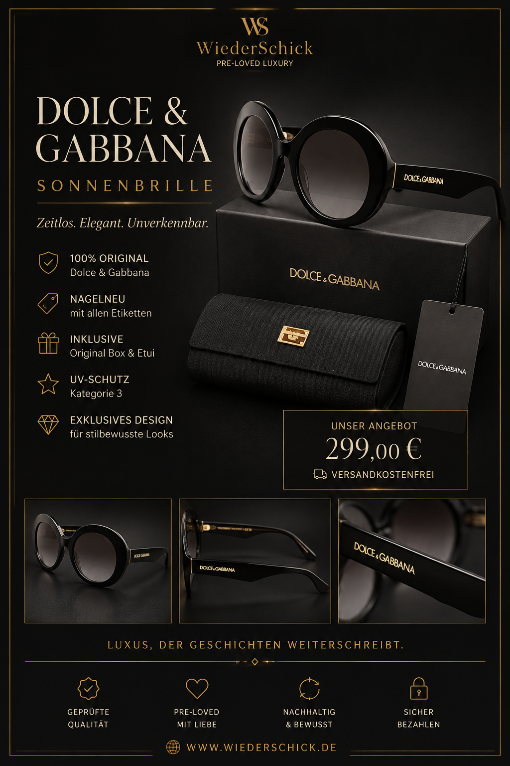 Dolce & Gabbana Sonnenbrille Schwarz