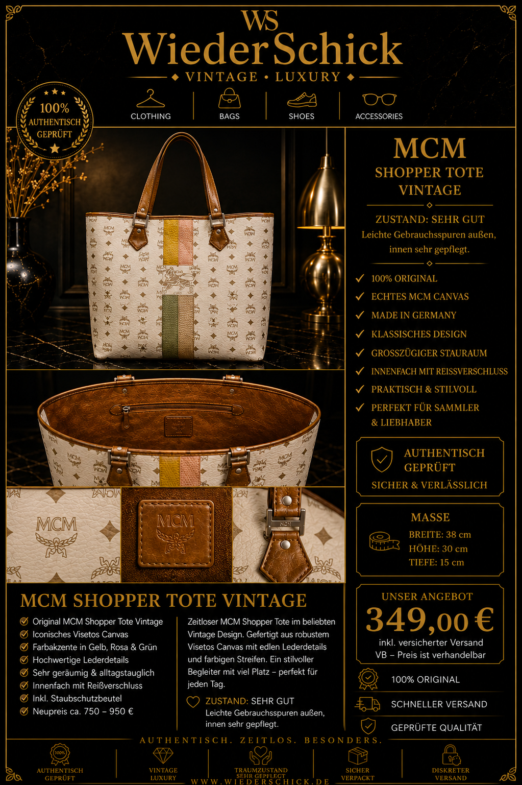 MCM Shopper Tote Vintage