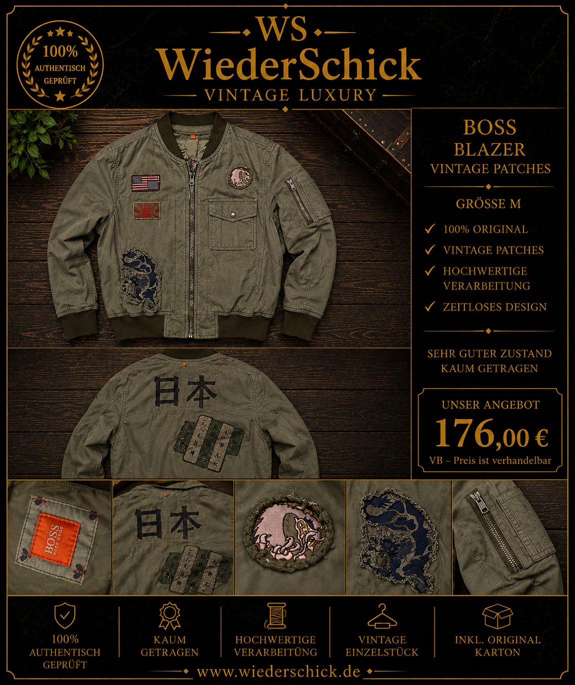 BOSS Vintage Patch Blazer Größe M