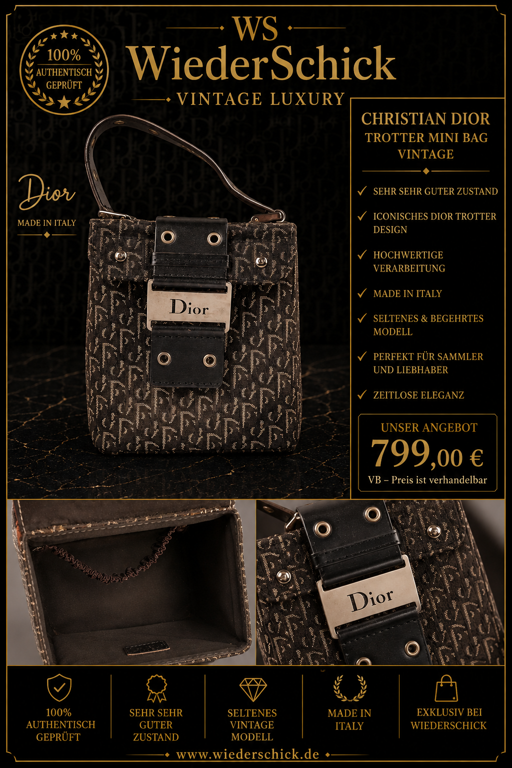 Christian Dior Trotter Mini Bag Vintage