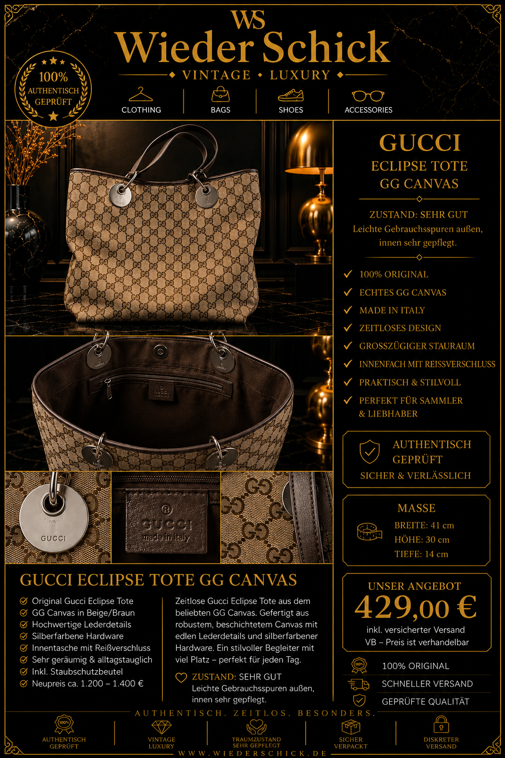 Gucci Eclipse Tote GG Canvas